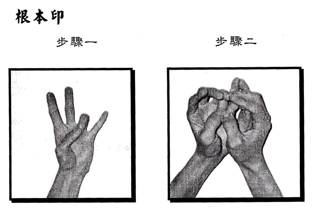楞严咒六种手印:根本印,金刚拳印,金刚拳内缚印,金刚拳外缚印,大白伞